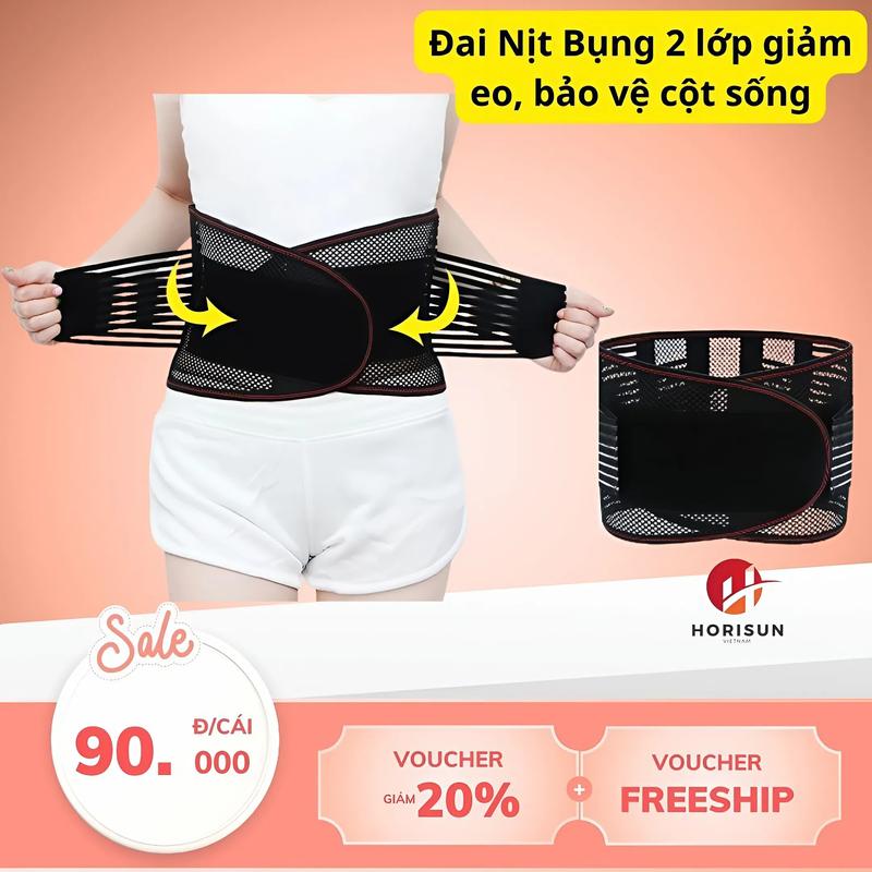 Đai Nịt Bụng 2 lớp giảm eo, bảo vệ cột sống, Đai hỗ trợ giảm đau lưng, đeo để chặn, nâng vật nặng, đai lưng