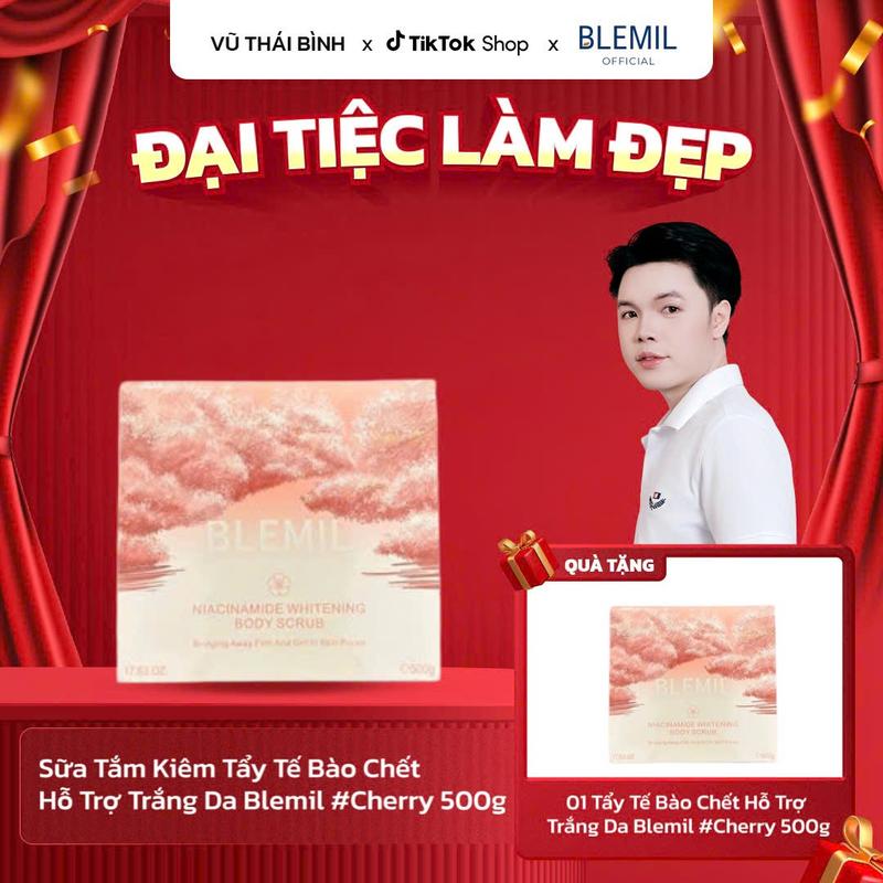KOL Vũ Thái Bình Mua 1 Tặng 1 Tẩy Tế Bào Chết Kiêm Sữa Tắm Hỗ Trợ Trắng Da Blemil #Mùi Cherry 500g