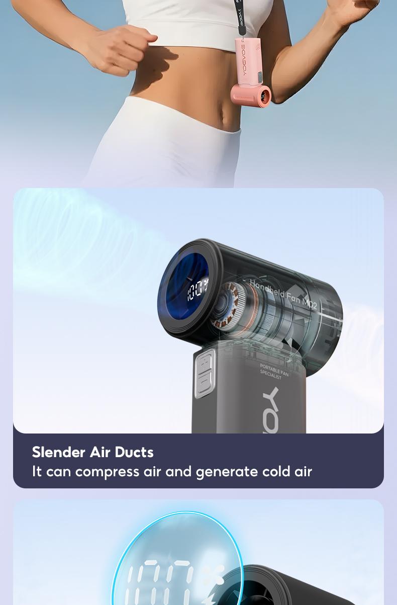 Yodevoe M02 Mini kipas 100 Gear Wind High-speed kipas angin Adjustable Turbo kipas tangan