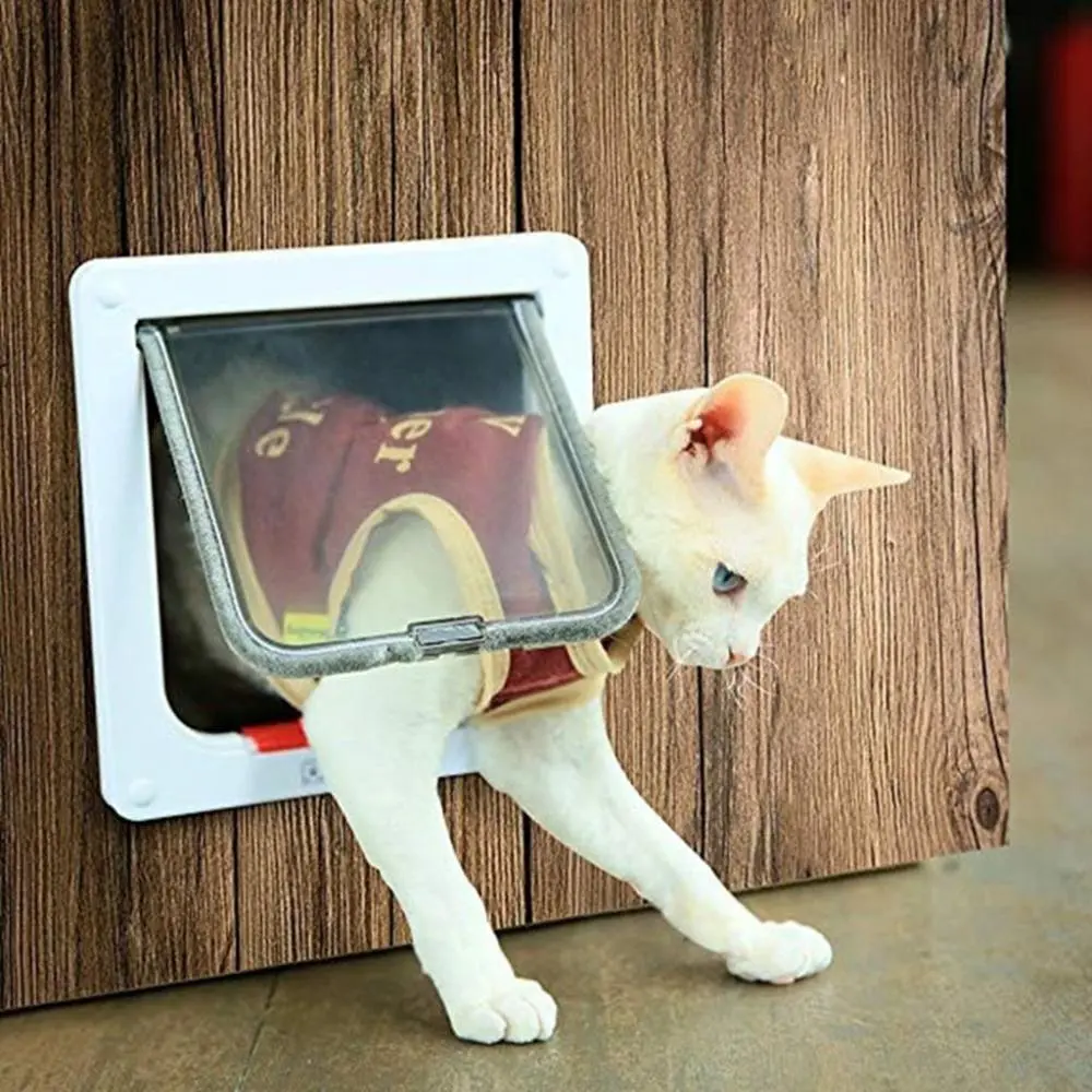 Simple Design 1 pcs ABS Material 4 Sizes Freely With  Lock Pet Supplies Flap Door Cat Door Dog Gates