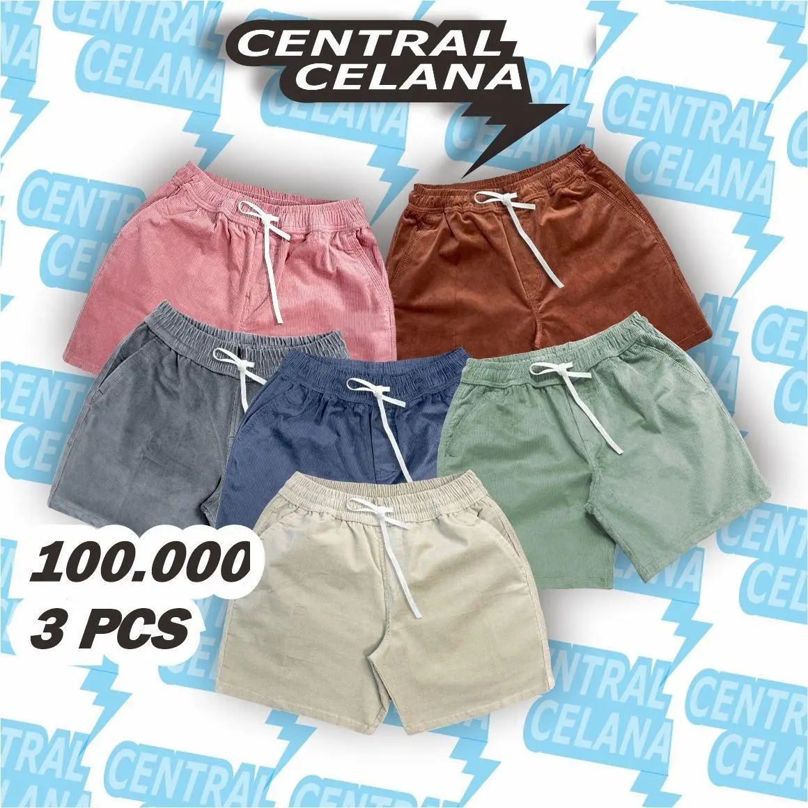 Celana Pendek Boardshort Corduroy Pria Wanita Serat Salur Distro Unisex