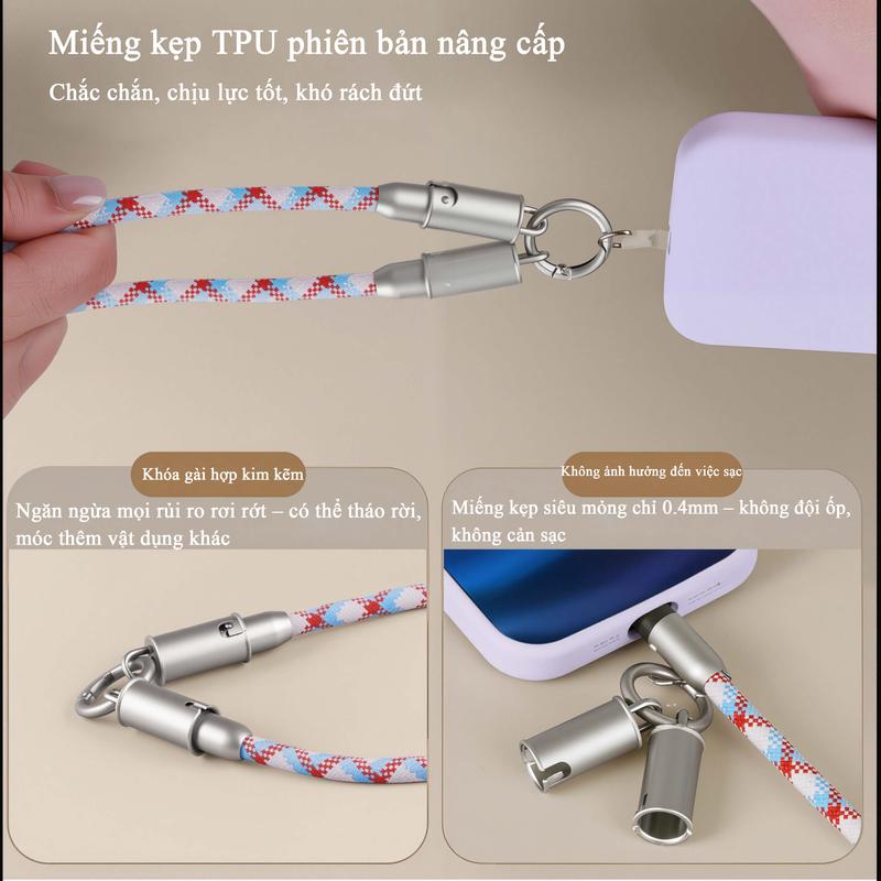 Dây đeo điện thoại + Cáp sạc 2in1 | Sạc nhanh, chống rơi | Tương thích iPhone Android 7