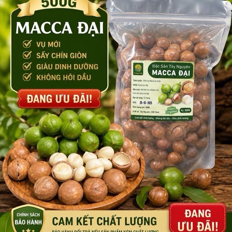 500g macca - 100% Tự Nhiên Giàu Omega 3 6 9 & Vitamin E B1 B6 - Tốt Cho Sức Khỏe