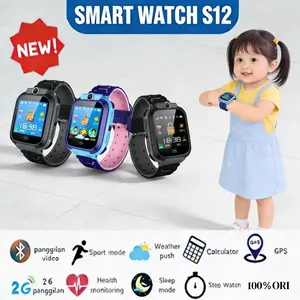 [100% Produk Asli Resmi] S12B Jam Tangan Anak Anti Air Smartwatch GPS SIM - 2GTelepon,Video Call,Fitur SOS,Hadiah untuk Anak Laki-Laki & Perempuan