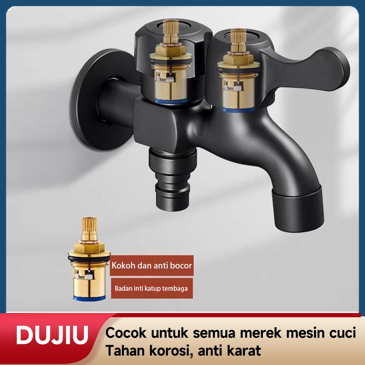 Keran Dapur & Mesin Cuci Multifungsi Hitam DUJIU – Keran Air Dingin Tahan Karat Premium, Cocok untuk Taman/Ruang Cuci, Termasuk Katup Penghenti Dinding, Desain Modern Mudah Dipasang, Ideal untuk Rumah & Kamar Mandi.