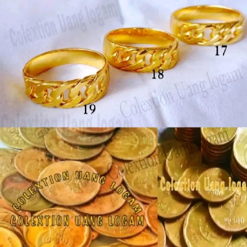 cincin koin asli 1991 warna emas cincin rantai gold bahan titanium dan xuping anti luntur