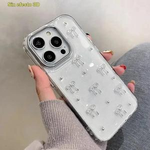 Funda para celular con patrón de mariposa, cubierta protectora con decoración de diamantes de imitación, accesorio compatible con iPhone 11 12 13 14 15 Pro Max, Casing