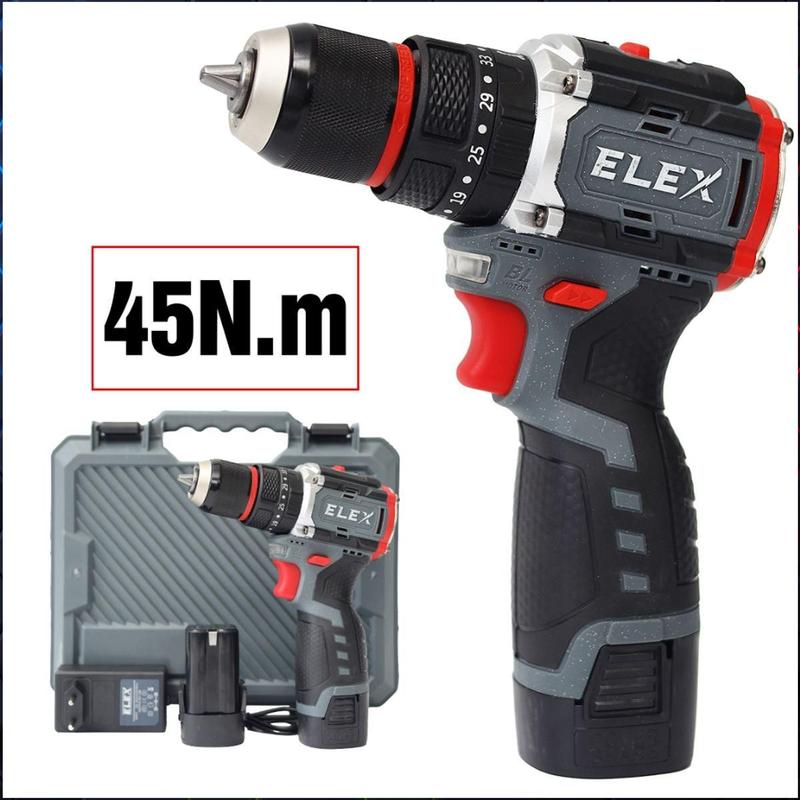 Máy khoan pin ELEX EL-ID1610BL, Không chổi than, Chuyên khoan bê tông, khoan tường, sắt, gỗ, bắt vít, Có khóa trục 0