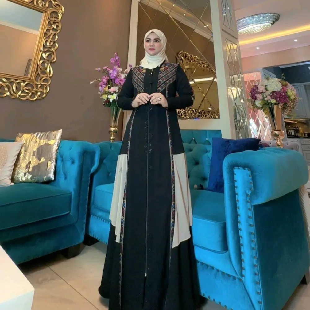 (TANPA HIJAB) Nazwa Abaya Mashfiya Dress Raya Series Bordir Mewah Payet Cantik