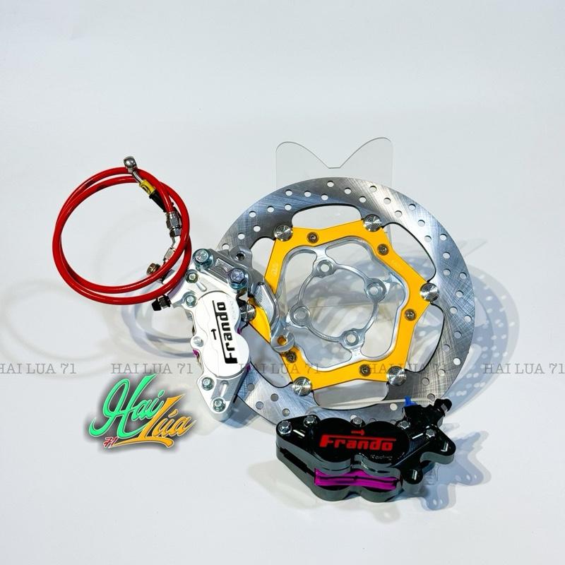 Combo Heo Dầu Frando 4Pit Bát CNC, đĩa Brembo (đĩa 4 lỗ), dây dầu bấm đầu inox (dây màu ngẫu nhiên) Phụ Kiện Xe Máy thắng đĩa trước