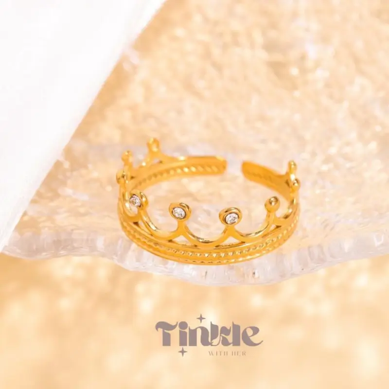 [CROWN] CINCIN TITANIUM SIMPLE KOREA ELEGANT STYLE ANTI KARAT 0