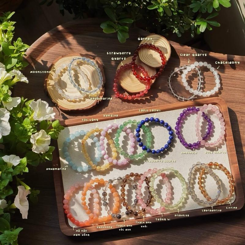  Vòng tay đá phong thuỷ 8li thiên nhiên xinh đẹp basic - Xanh Jewelry Phụ Kiện Bracelet Điềm lành Vietnam Rose quartz đá garnet đỏ vòng  tay  aquamarine 