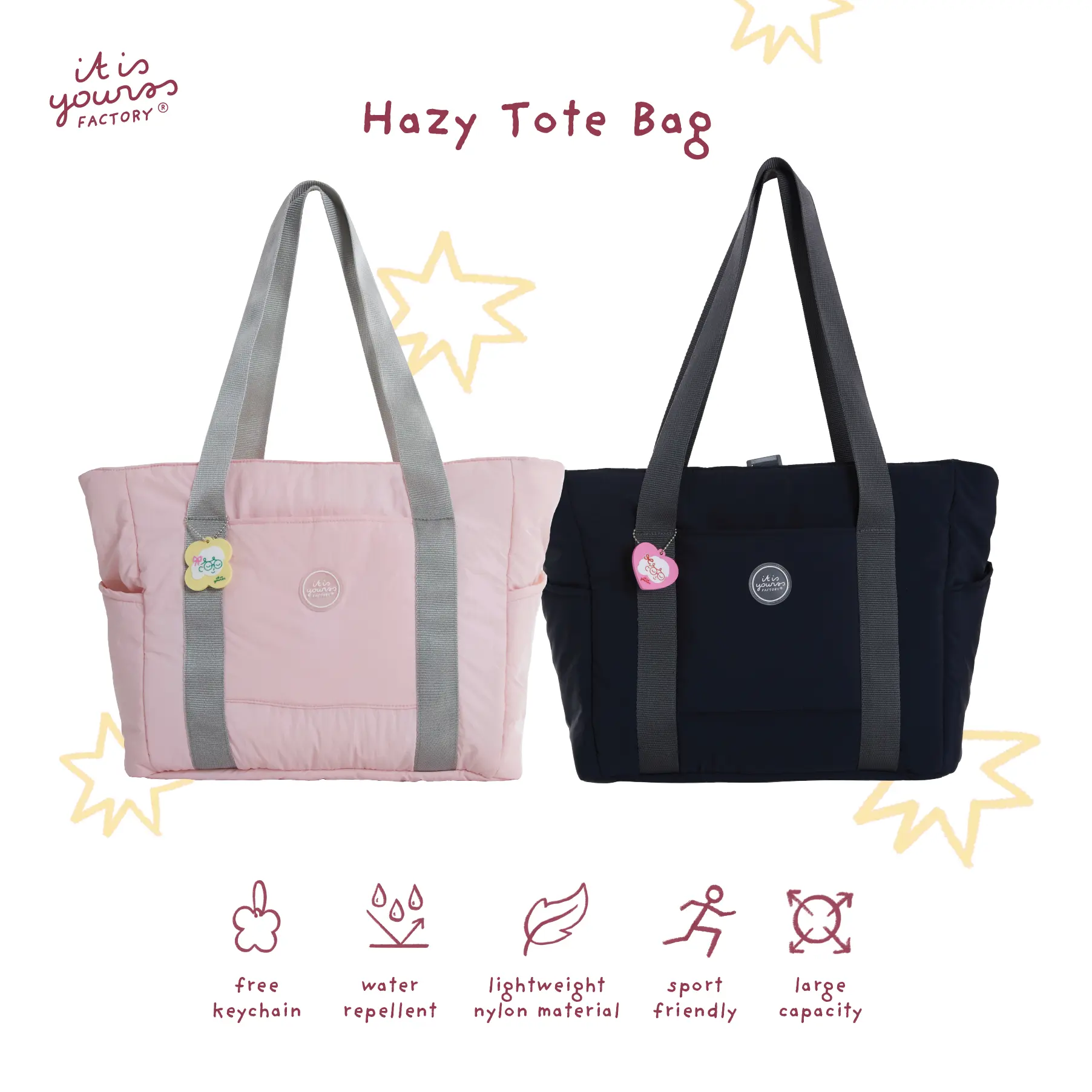ITISYOURSS Hazy Tote Bag | Tas Bahu Besar | Sport Friendly | Tas Olahraga | Tas Ngantor | Tas Muat Banyak | Tas Laptop | Tote Bag Gemes