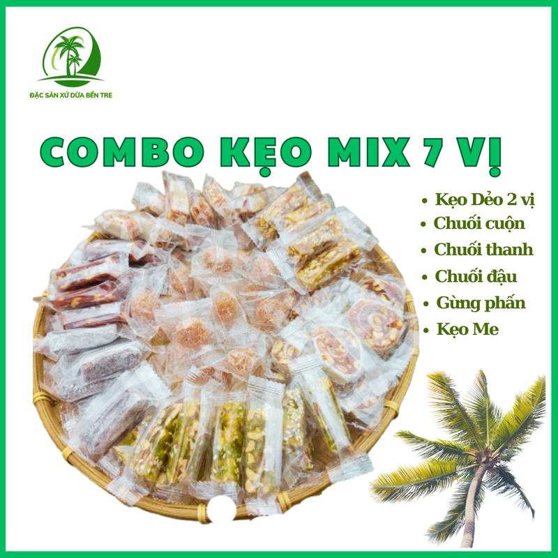 Kẹo chuối mix 7 vị chuối cuộn thanh đậu gừng gừng phấn kẹo dẻo 2 vị kẹo me - Đặc Sản Bến Tre