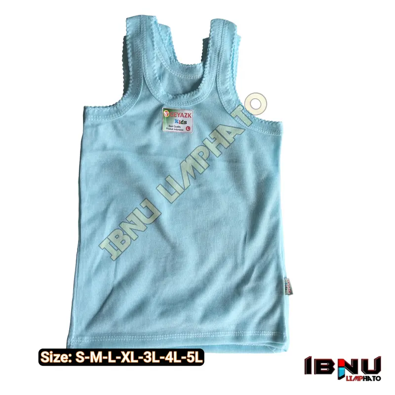 6pcs singlet kaos dalam anak laki dan perempuan motif 3warna kuning hijau biru Pakaian Fashion 3