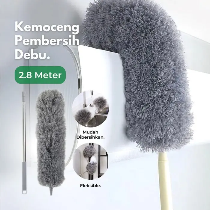 Kemoceng Microfiber 280cm Tarik Tekuk Panjang Alat Pembersih Langit-Langit Rumah Stainless