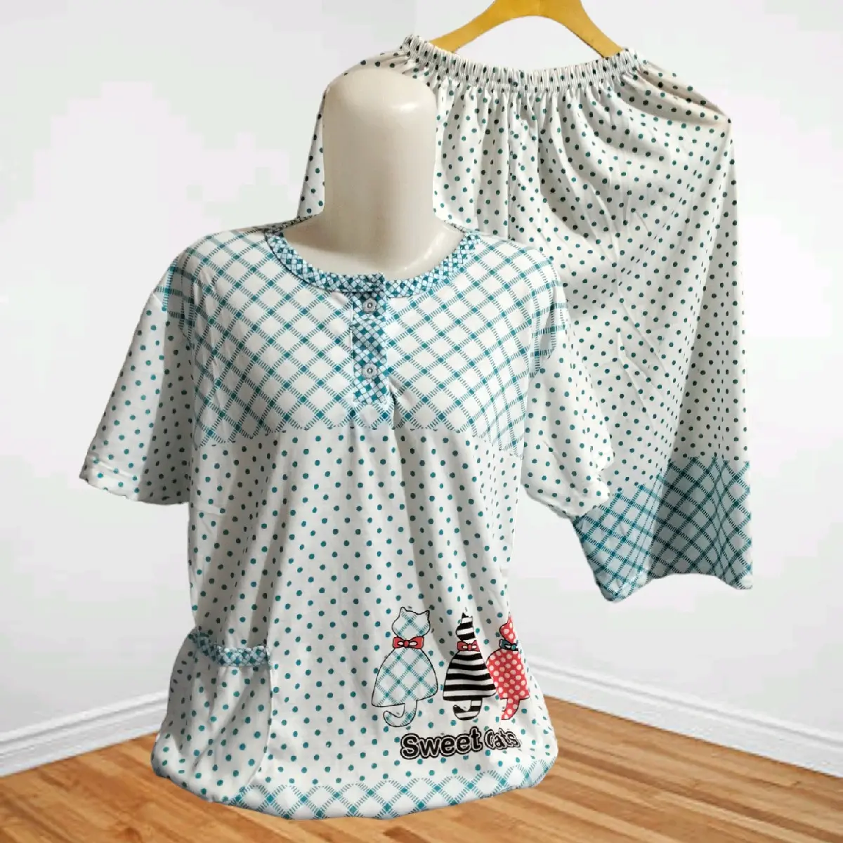 Babydoll Wanita Dewasa 3/4 Standar Kaos Celana Kulot  LD 100Cm Katun Baju