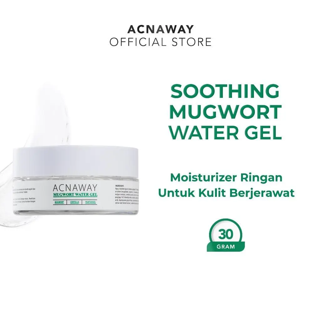 Acnaway Mugwort Water Gel moisturizer oily skin Wajah Berjerawat Panthenol untuk Bruntusan dan Berminyak Cooling Facial