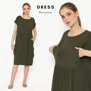 Happymomma - Dress Busui Friendly Bukaan kanan Kiri untuk Baju Menyusui Busui dan Bumil