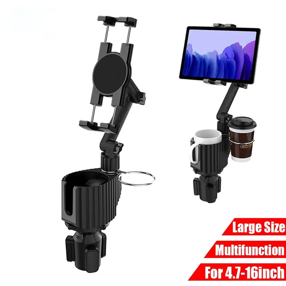 Universal 3-in-1 Cup Tablet Holder Mount For 4-16inch 360 Adjustable ABS Tablet Cup Holder for iPad, Smartphone Holder for Cars