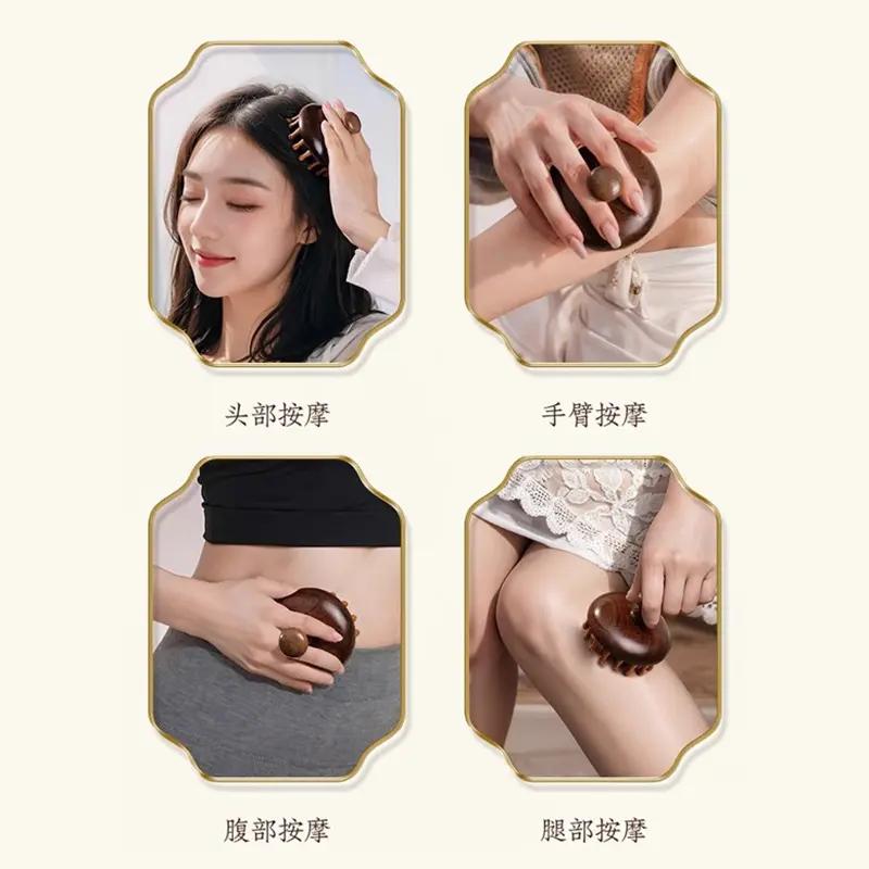 Product Introduction of Sandalwood Comb Disc Comb Massage Comb Head Scalp Meridian Comb Hair Follicle Dredging Artifact Hair Nourishing and Health Mushroom Comb 5