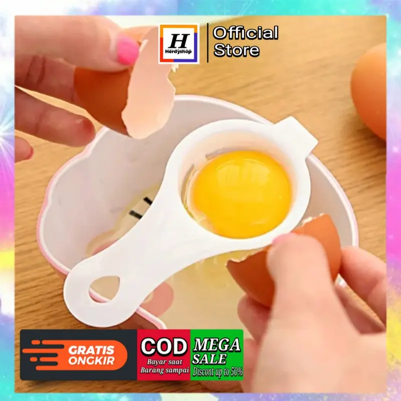 4 Pcs Alat pemisah putih dan kuning telur Alat baking dapur pegangan pendek Buah Plastik Egg Kitchenware alat buat telur tidak ada kuningnya 0