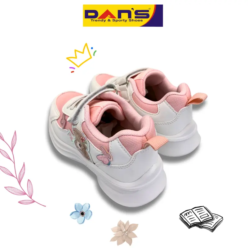 Sepatu Dans Kalama Sepatu Sneakers Anak Perempuan - White/Pink 4