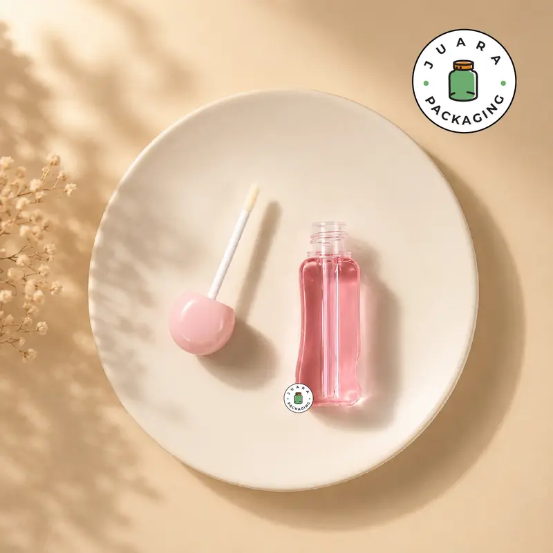 Wadah Lipcare 3ml Warna Pink Motif Ulir – Kemasan Kosmetik Mini untuk Liquid Lipstick, Lip Serum, Lipbalm, Lipgloss Tube Lipcare Imut Unik Isi Ulang 3 ml