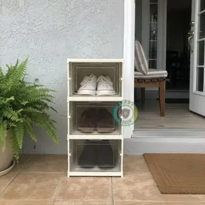 Rak Sepatu Lipat 3 Susun & 6 Susun Storage Box Serbaguna Bahan Plastik Rak Lipat Transparan Ideal untuk Penyimpanan Sepatu