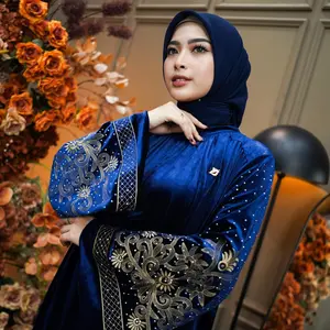 Dumma.id - Pakaian Wanita Denora Luxury Dress Lady Velver Bludru Aksen Suaroski Gamis Cantik