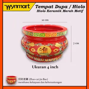 Tempat Dupa / Hiolo Keramik Merah Ukuran 4 inch