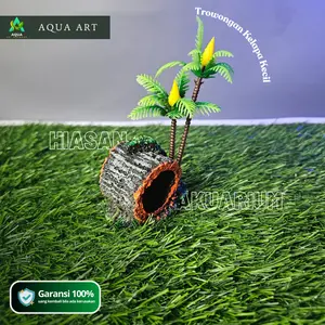 Hiasan Akuarium Ornamen Aquascape Pokol Kelapa Kecil Tanaman Plastik