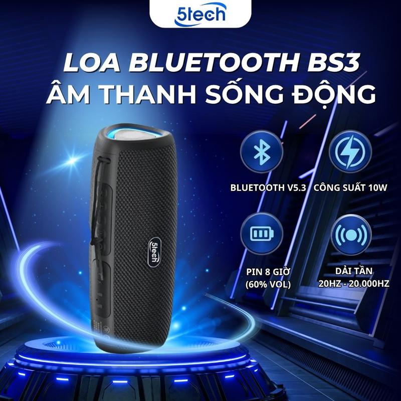 Loa bluetooth 5TECH, công suất 10w, kết nối bluetooth, USB, thẻ nhớ, cổng AUX, cho phép kết nối 2 loa, củ loa nghe nhạc