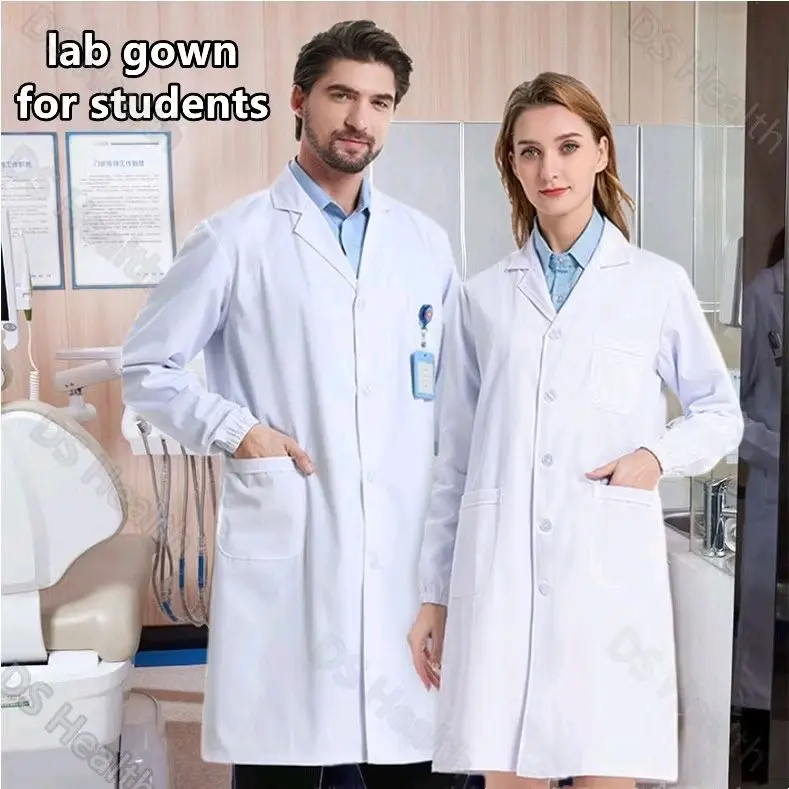 Lab Gown Unisex Lab Coat Long Sleeve White Laboratory Clothing Medical Doctor Clothes