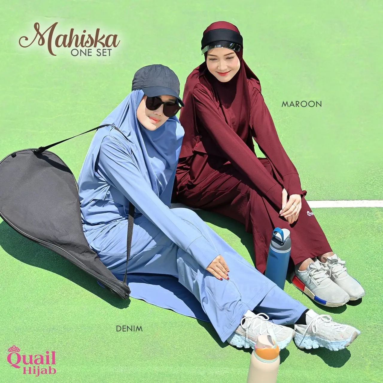 [READY STOCK] Baju Olahraga Muslimah Set Sporty Hijab Syar'i Mahiska One Set Sport (Jilbab Atasan Bawahan) Quail Hijab Setelan