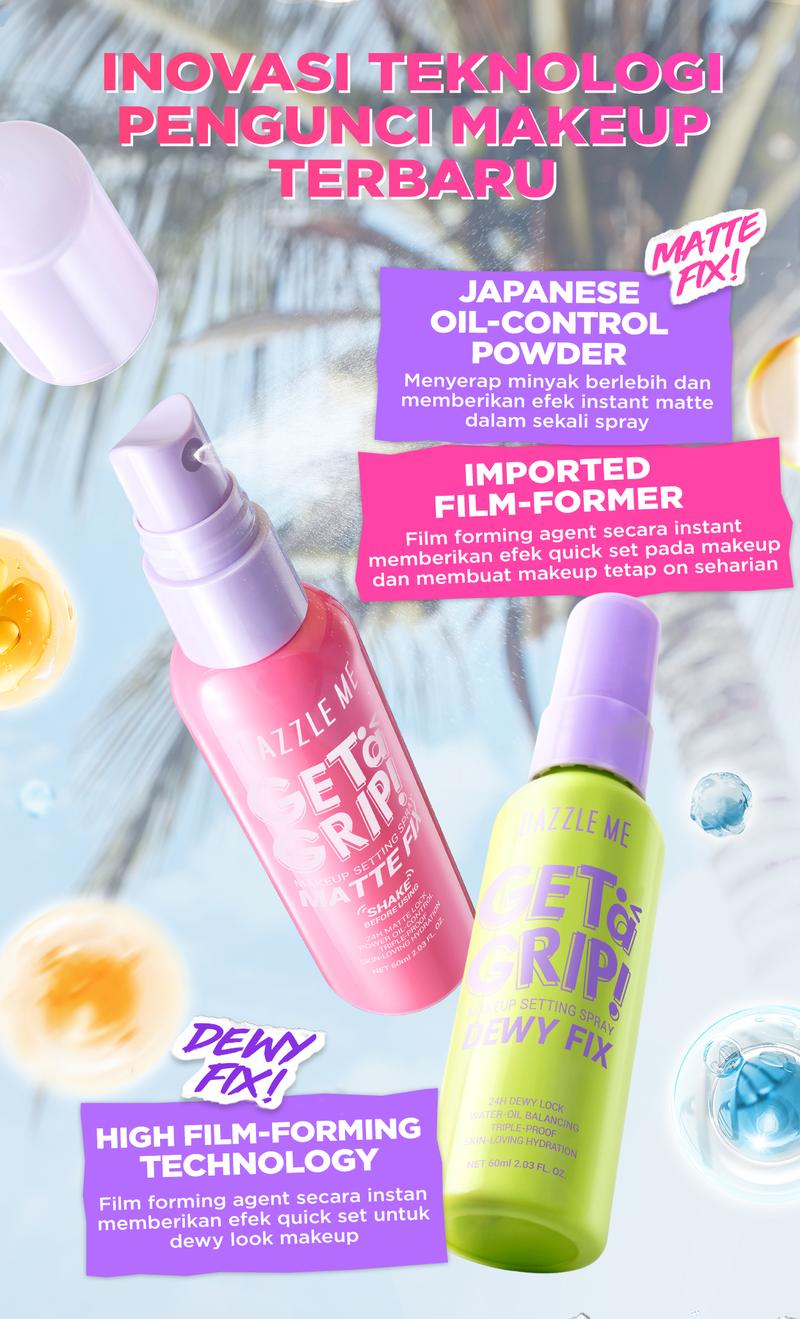 Product Introduction of [POPBELA Best Setting Spray 2024 Winner] DAZZLE ME Get a Grip! Makeup Setting Spray Dewy Fix Beauty Protecting 4 X Hydrating Makeup Mist Flawless Lightening Primer Water Tahan 24 JAM 11