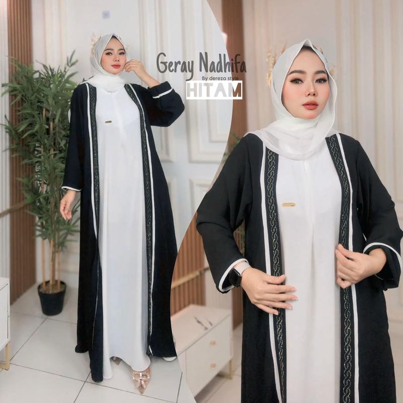 Gamis Abaya rompi cringkle airflow by dereza style Dress Wanita Muslim Arab Variasi Crinkle 7