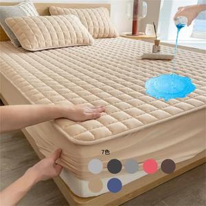 ソリッドカラーの防水チェック模様のフィットシート、寝室用の柔らかくシンプルな寝具キルティングマットレスカバー、フィラーのない枕カバー、夏の寝室の装飾