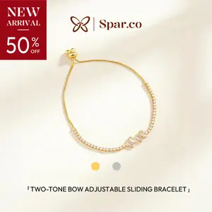 Spar.co Twin Butterfly Zirkonia Bracelet - Gelang Serut Titanium Berlapis Emas 18K Dengan Liontin Dua Kupu-Kupu Berlapis Mutiara Zirkonia SP-1378