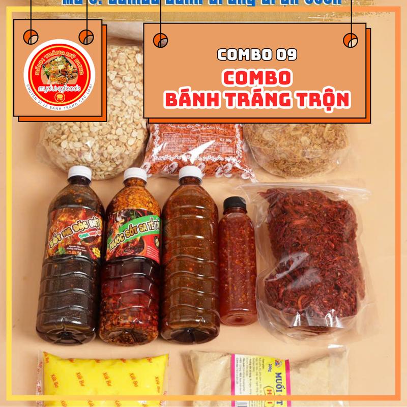 MÃ SỈ 24-Combo 09 Sỉ Bánh Tráng trộn Bộ Sản Phẩm Gồm các Loại Bánh Tráng trộn Và gia vị Chuẩn Vị Tây Ninh Dẻo Mềm Bộ Sốt Chấm Đa Dạng Topping Đa Dạng
