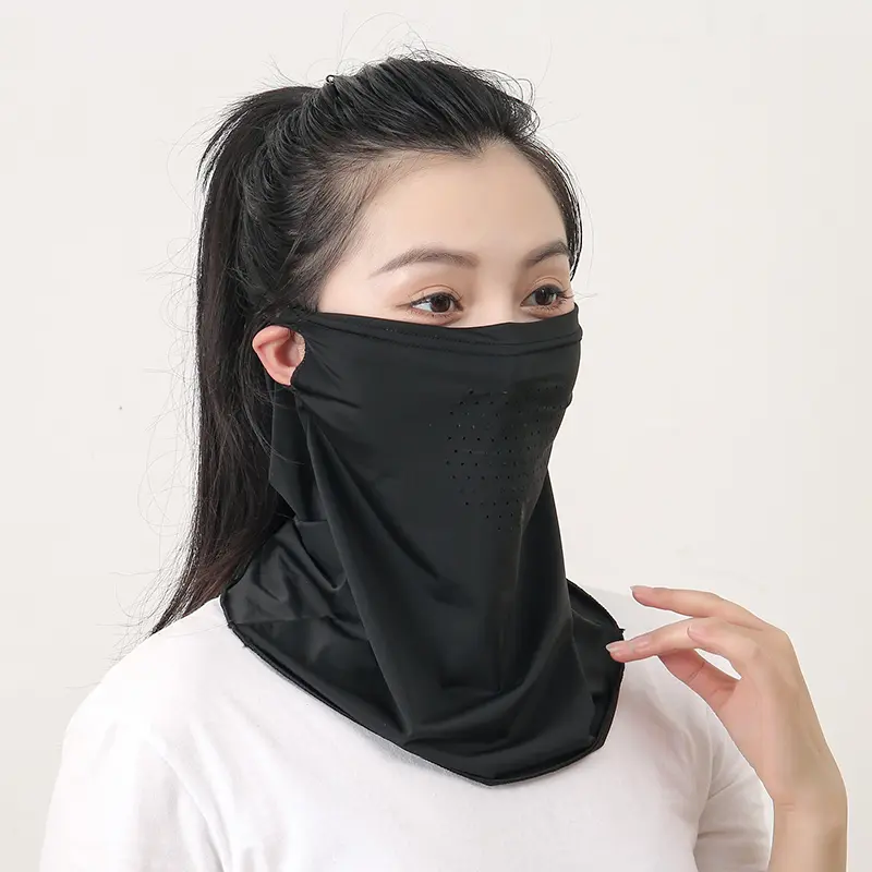 New Style Solid Color Veil Breathable Polyester Veil Muslim Women Face Mask Summer Sunshade Scarf Hijab