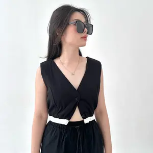 Vio Crop Cargo Top Vest Kancing Impor Kargo Baju Pendek