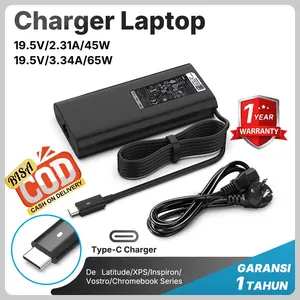 Charger Laptop DL 45W/65W/90W Type-C untuk Seri DL XPS, Inspiron, Latitude - Pengisian Cepat & Stabil