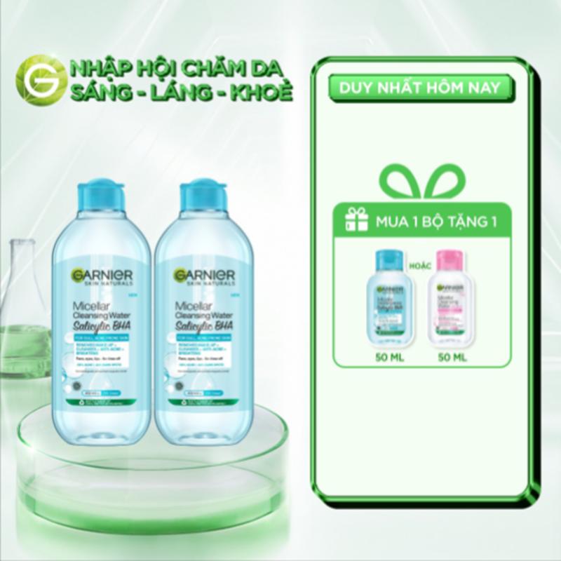 [MUA 1 TẶNG 1 QUÀ] Bộ đôi nước làm sạch và tẩy trang cho da khô & trang điểm lâu trôi Garnier Micellar Water Oil-Infused 400ml