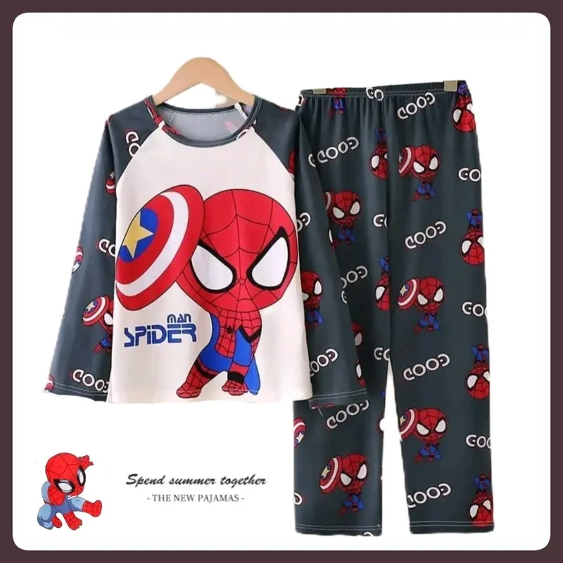 (4-13T) Baju tidur anak cowok lengan panjang celana panjang piyama anak cowok 0