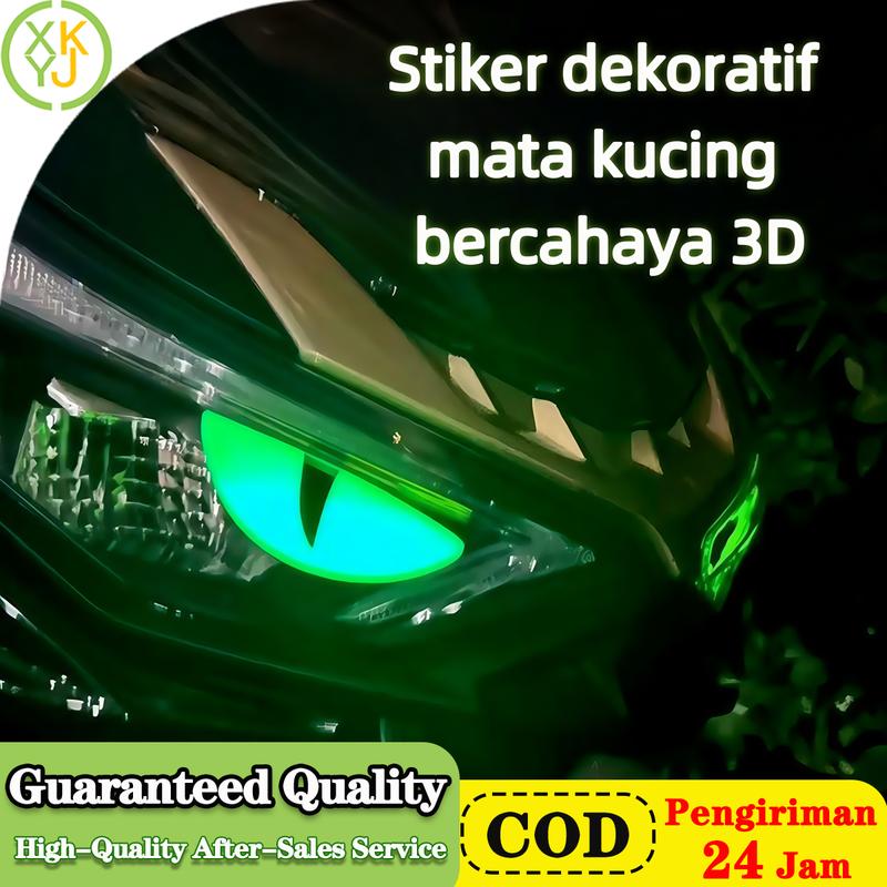 XYKJ Stiker Dekoratif Mata Kucing Bercahaya 3D Warna-Warni untuk Sepeda ...