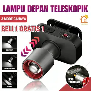 [Garansi 10 Tahun, Beli Satu Gratis Satu] Lampu kepala TZZL 4000 Lumen Super Terang, dilengkapi dengan charger USB-C RechargePro, mendukung daya 60W, dan memiliki fungsi fokus dan zoom.
