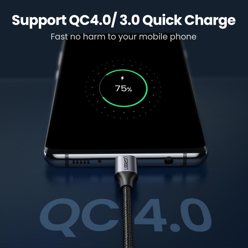 UGREEN 60W USB C to USB Type C Cable USB-C Fast Charge Data Line USBC Type-C PD Phone 1 Meter Cable for M1 MacBook, iPad, Xiaomi Mi 10 Pro, Samsung, Huawei 1