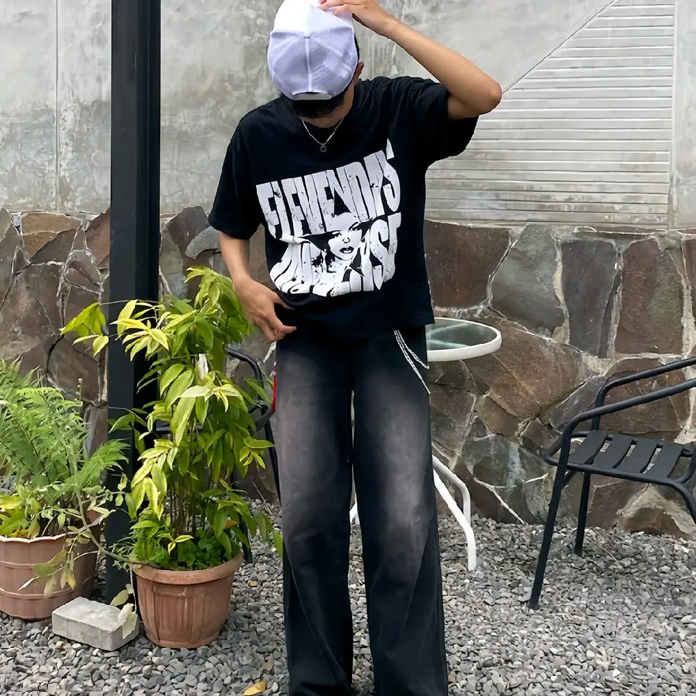 Celana Jeans Kulot Baggy Gombrong Pants Outfit Skena Gombrong Loose-fitting Y2K Shabby Chic Biru Hitam - Panjang, Wanita - Cutbray