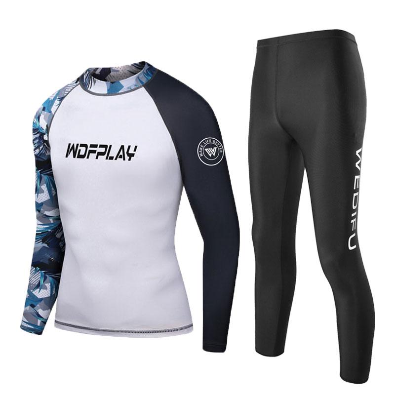 WDFPLAY men's UV Sun Protection Long Sleeve Rash Guard Wetsuit Swimsuit Top Diving Suit Men Split Long-Sleeved Trousers Sunscreen Quick-Drying Snorkeling Mother Clothing 4